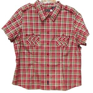 NWT Route 66 Women Short Sleeve Metallic Plaid Button Up Shirt 24W Western‎ Boho